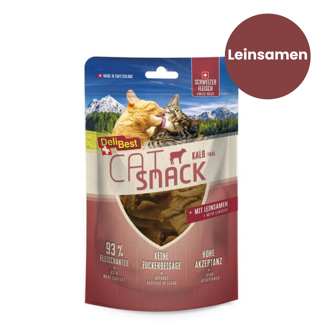 DeliBest Cat Snack Kalb mit Leinsamen